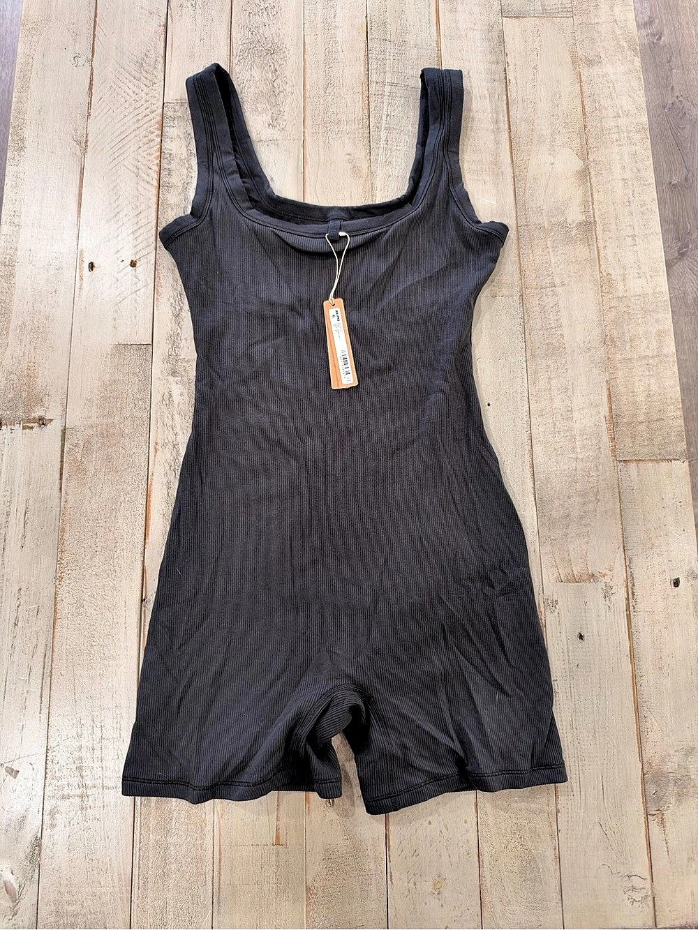 SKIMS Cotton Rib Tank Romper – Soot – Size M